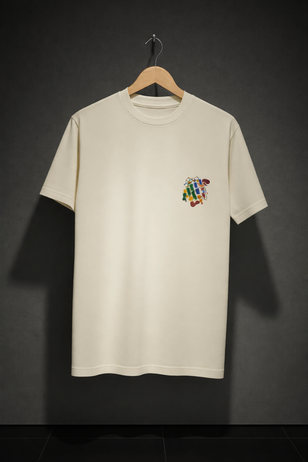 Minimal Abstract Logo Cream Streetwear T-Shirt