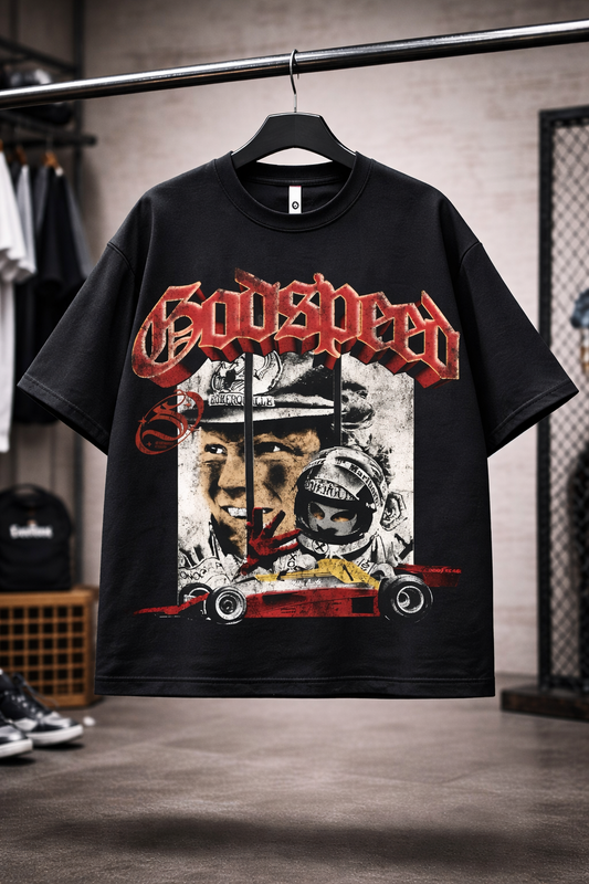 "GODSPEED" Racing Heritage Oversized Tee – F1 Vintage Edition