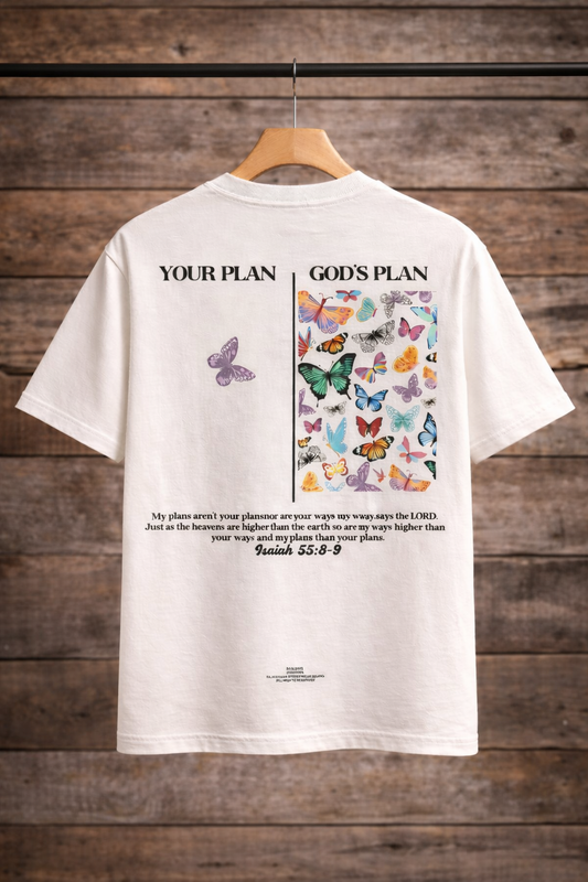 Your Plan vs God’s Plan Oversized T-Shirt – Butterfly Concept Design