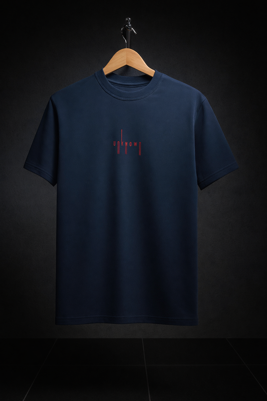 Unknown Minimal Navy Blue Streetwear T-Shirt