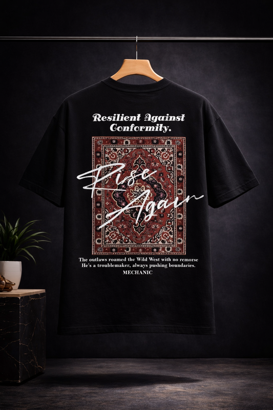 Rise Again Oversized T-Shirt – Resilient Against Conformity Graphic