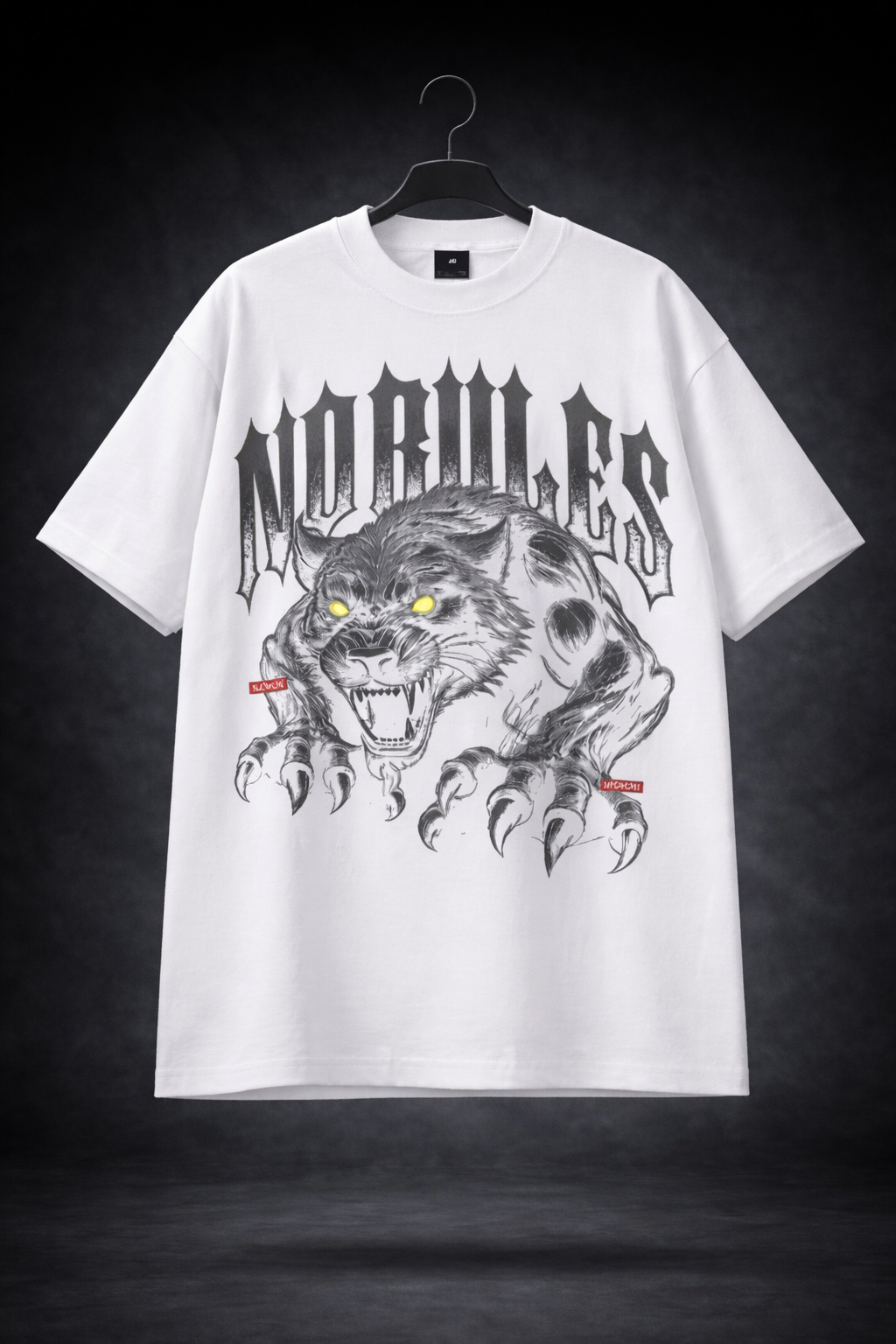 No Rules Panther Oversized T-Shirt – Black & White Streetwear Edition
