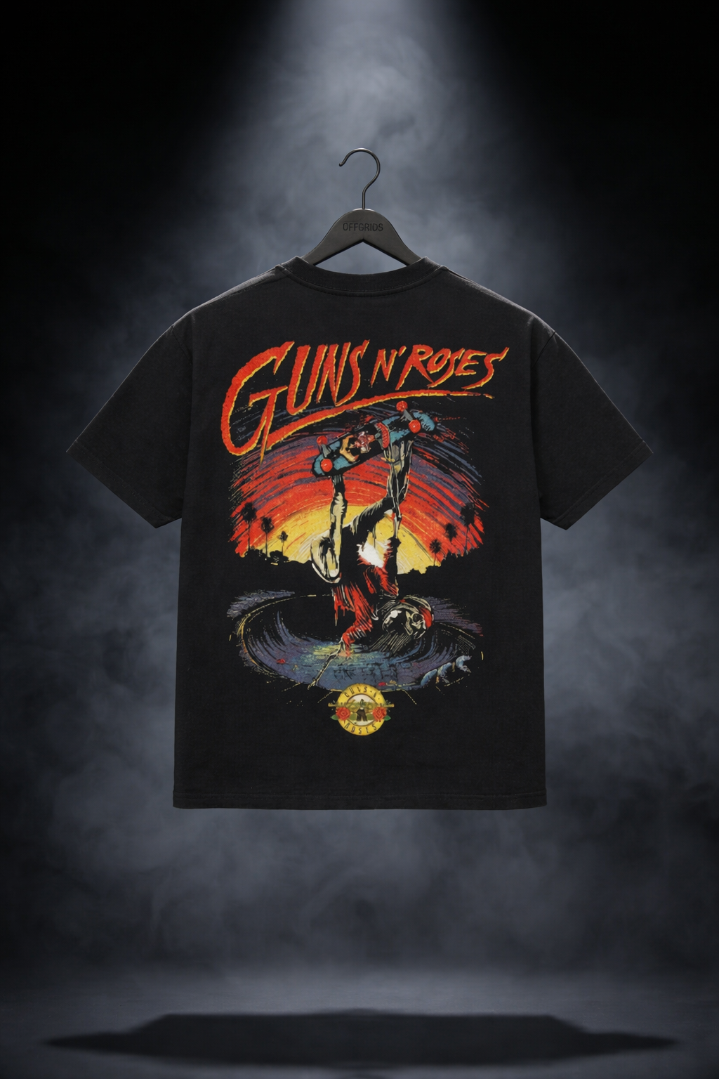 Vintage Guns N' Roses "Skate Skeleton" Oversized Graphic Tee - Black