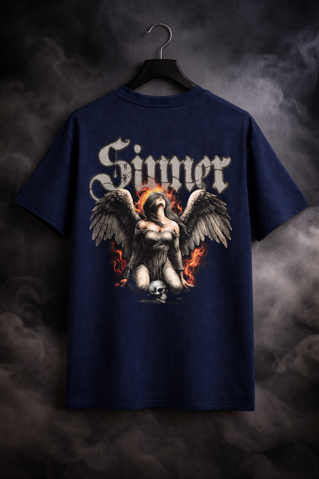 Sinner Flame Angel Oversized T-Shirt – Premium Streetwear Drop