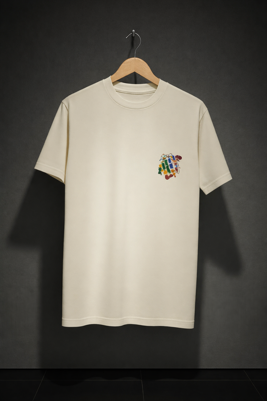 Minimal Abstract Logo Cream Streetwear T-Shirt