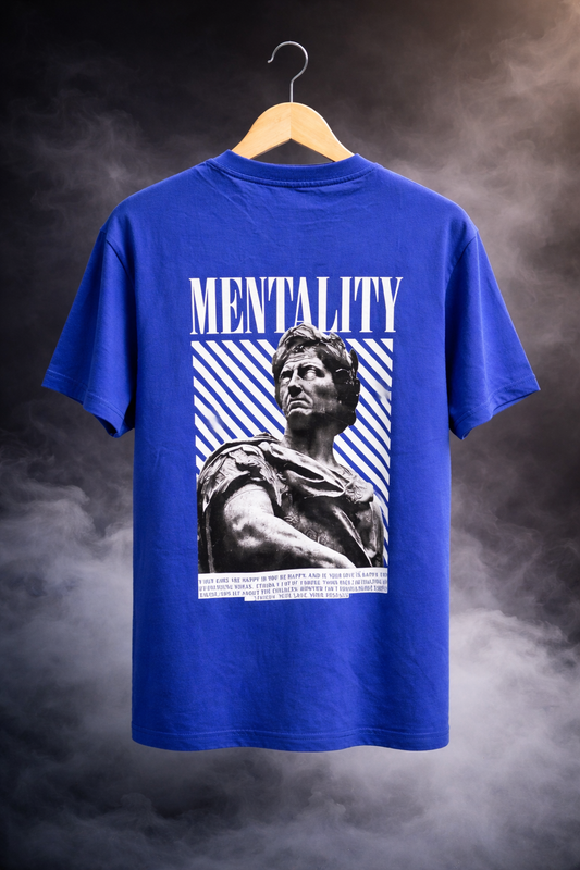 Royal Blue “Mentality” Graphic Oversized T-Shirt – Premium Streetwear